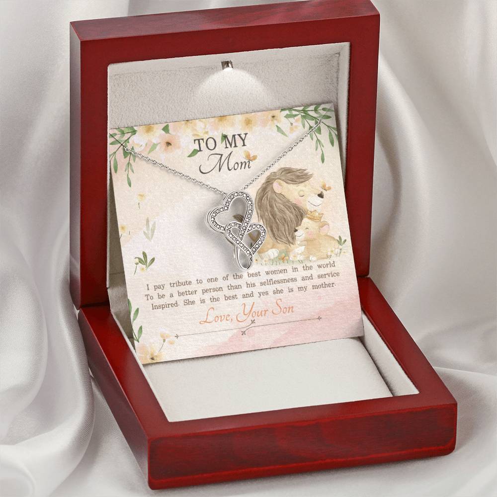 Best Gift For Mom From Son Double Hearts Necklace
