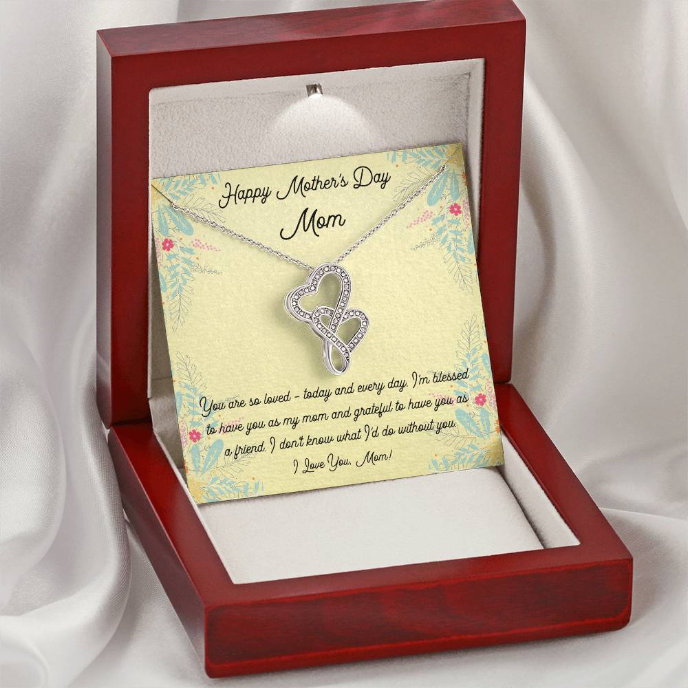 Mother's Day Open Heart Necklace Double Hearts Necklace