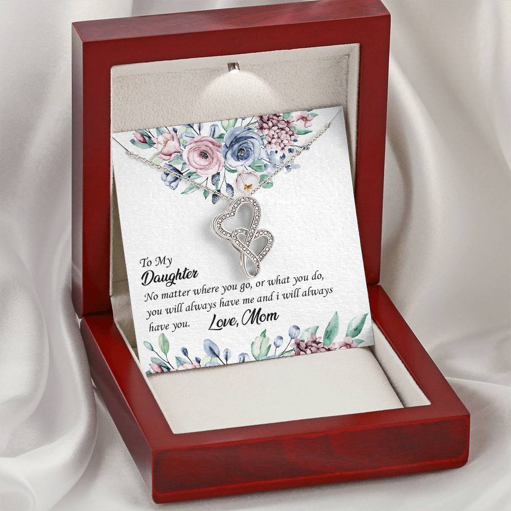 To My Daughter -  Double Hearts Necklace