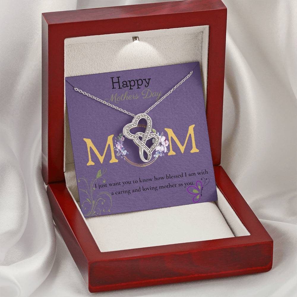 Mom  ! Gift Set For Mother's Day. Double Hearts Necklace