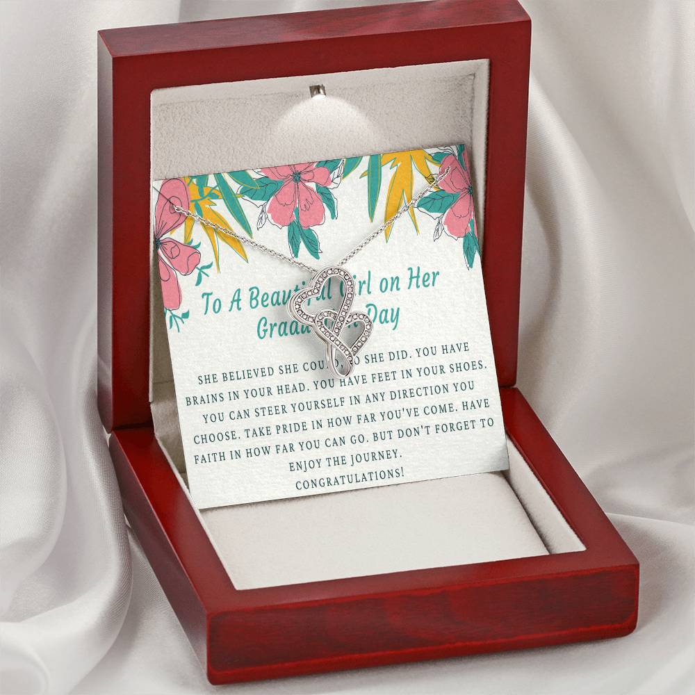Graduation Gift Necklace - Graduation Gift For Her - College Graduation Gift For Her - High School - Senior Graduation Double Hearts Necklace