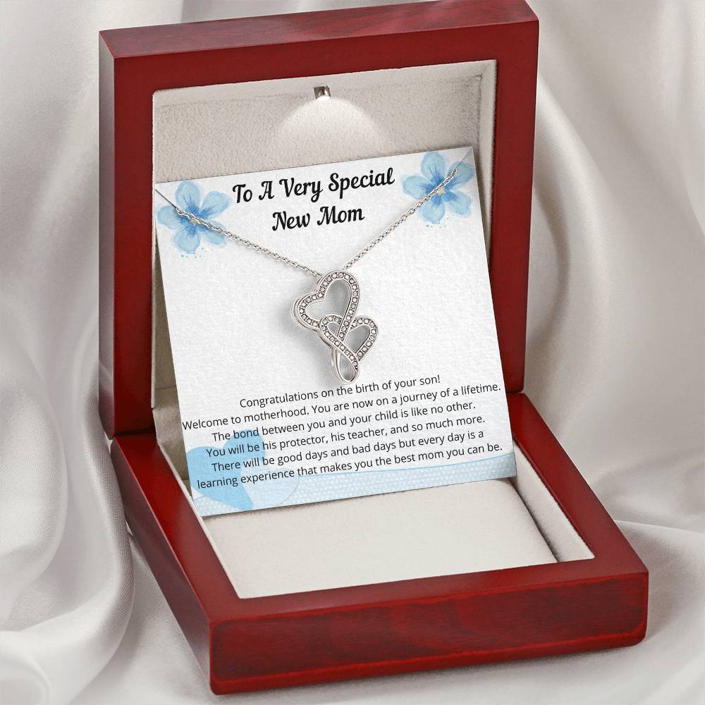 New Mom Gift Jewelry First Time Mom Gift First Mother's Day Gift For New Mom Boy Mom New Mommy Gift Boy Double Hearts Necklace