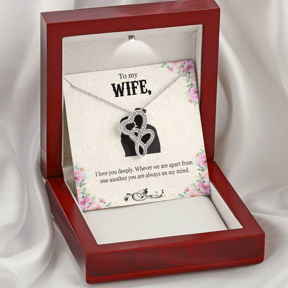 To My Wife - I Love You Deeply Double Hearts Necklace