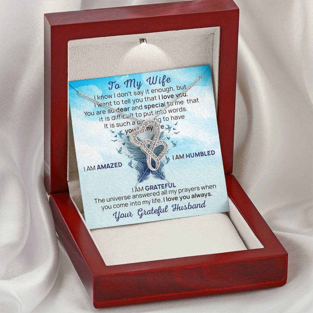 To My Wife Heart To Heart My Wife Necklace To My Queen To My Wonderful Wife Wife Birthday Gift Valentines Day Gift For Double Hearts Necklace