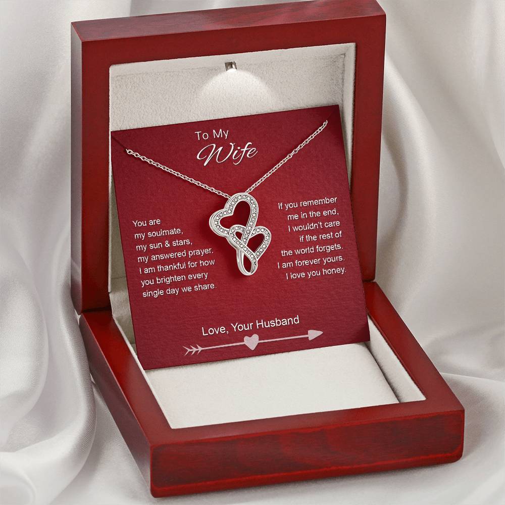 To My Wife - Sun & Stars - Necklace Double Hearts Necklace