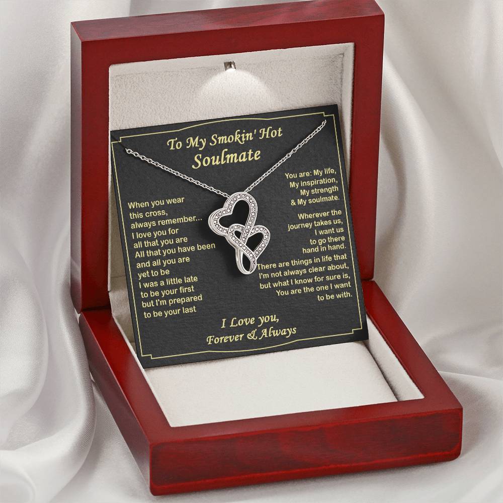 Double Heart Gift - To My Soulmate Necklace Gift For Her Anniversary Necklace Soulmate Gift Valentine's Gift - Birthda Double Hearts Necklace