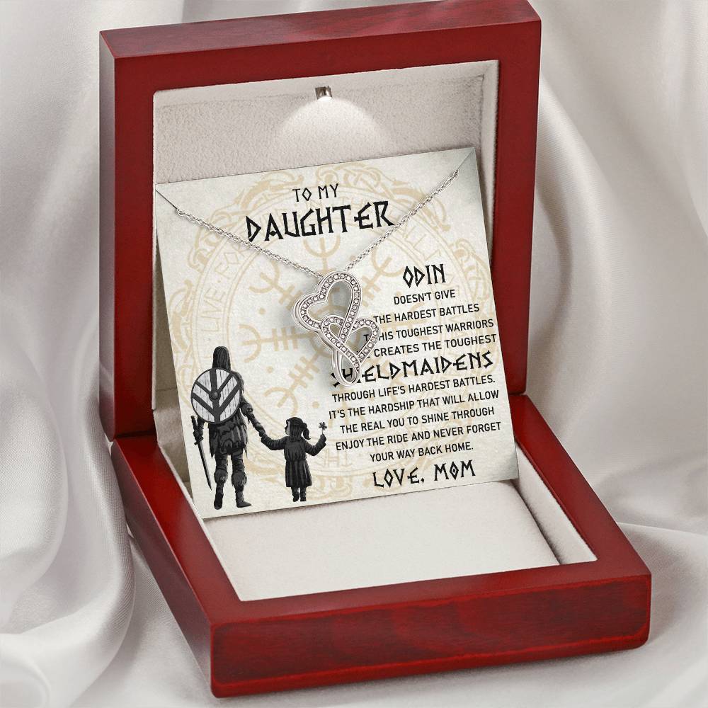 To My Daughter Necklace - Daughter Viking Jewelry - Norse Daughter Gift -  Mom And Daughter Never Forget I Love You Gi Double Hearts Necklace