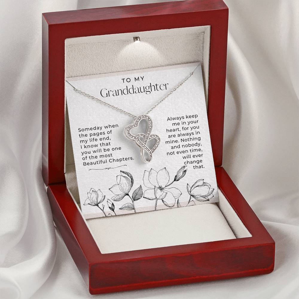 Granddaughter Most Beautiful Chapters Double Heart Necklace Double Hearts Necklace