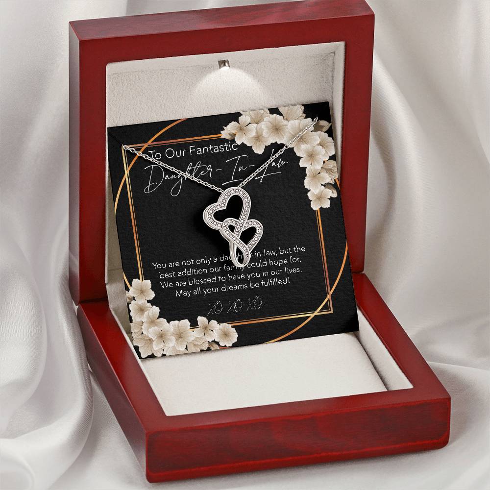 Joined Hearts Necklace To My Daughter-In-Law My Daughter-In-Heart Bonus Daughter Gift Daughter-In-Law Necklace Daughte Double Hearts Necklace