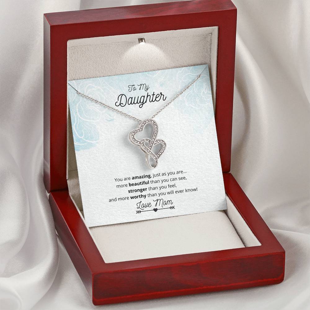 To My Daughter  Double Hearts Necklace