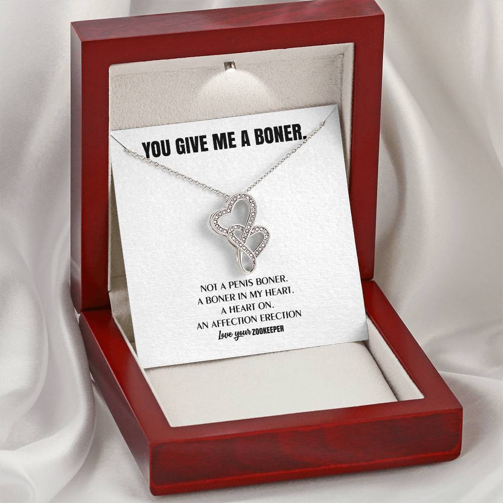 You Give Me A Heart Boner An Affection Erection  Funny & Sarcastic Love For Her Mature Best Fu 3 Double Hearts Necklace