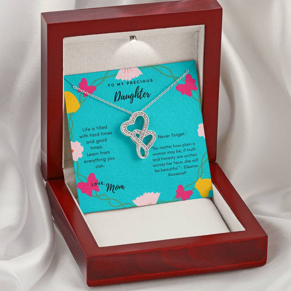 To My Daughter Never Forget Necklace Double Hearts Necklace