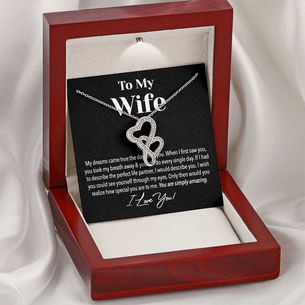 To My Dear Wife Gift Necklace Wife Necklace From Husband Anniversary Necklace For Wife Wife Birthday Gift To My Wife N Double Hearts Necklace