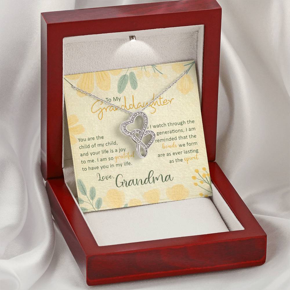 To My Granddaughter - Gift For Granddaughter - Gift From Grandma Double Hearts Necklace