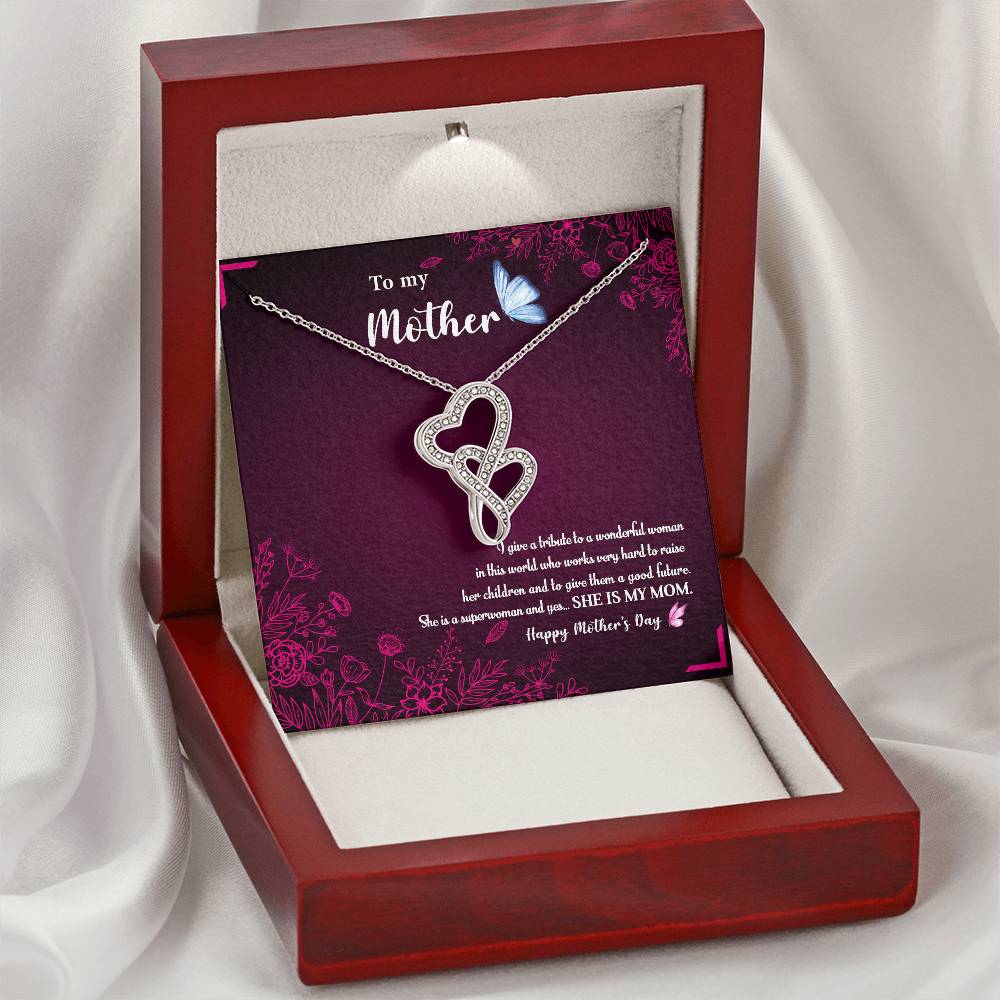 To My Mom 3 Double Hearts Necklace