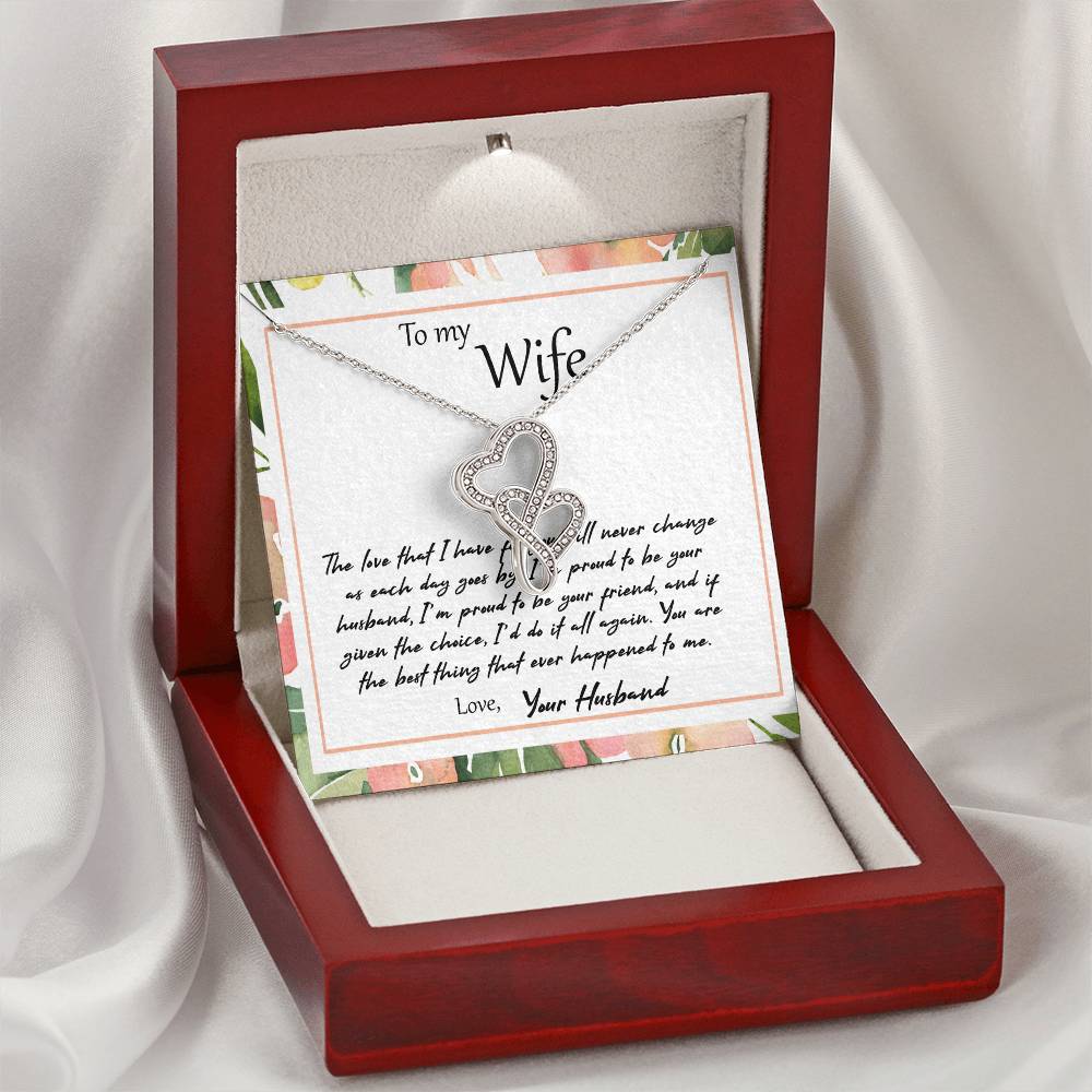 To My Wife The Love That I Have For You - Leaf Double Hearts Necklace
