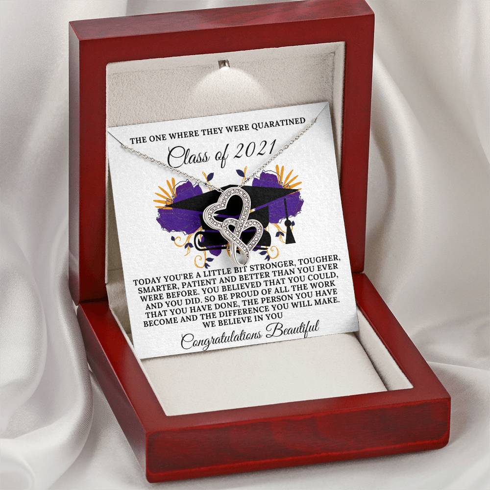 Class Of 2021 Double Hearts Necklace