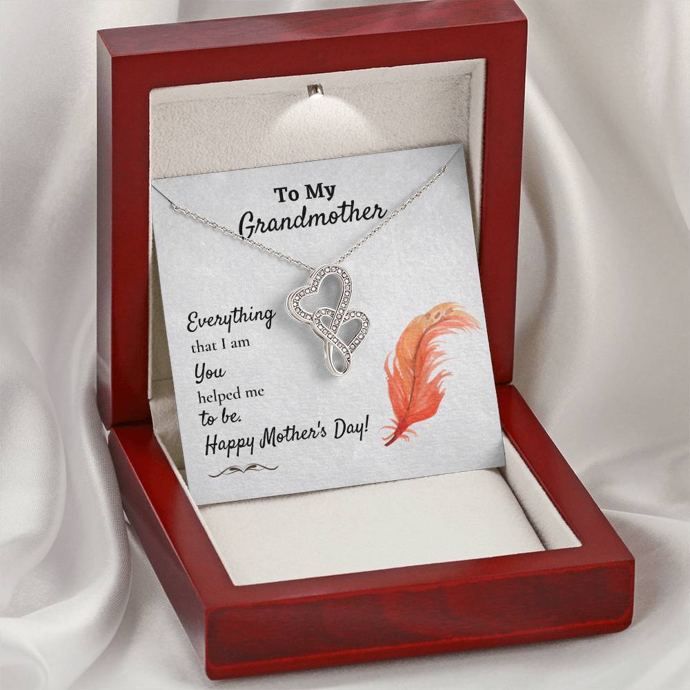 To My Grandmother - Everything That I Am Double Hearts Necklace