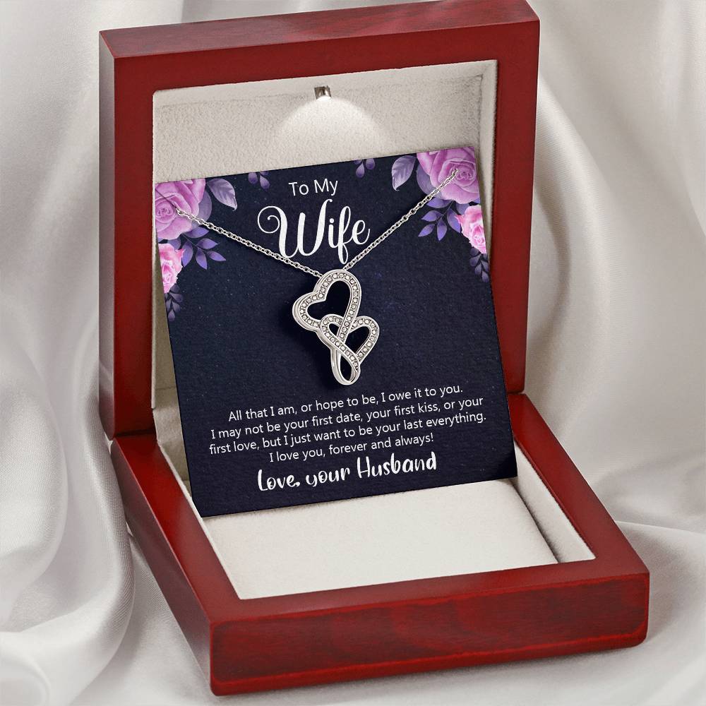 To My Wife - I Love You Forever And Always -  Double Hearts Necklace
