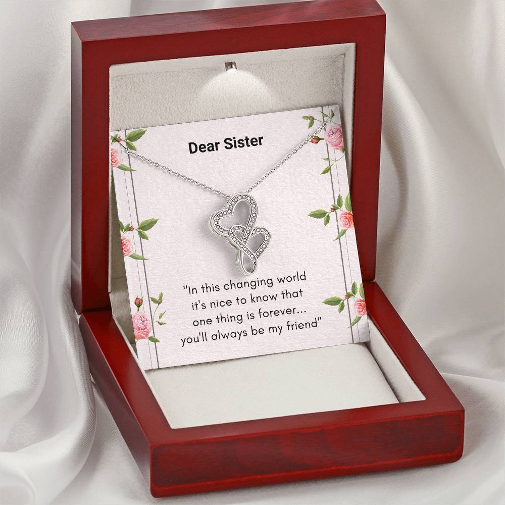 Personalised Gift For A Sister Big Sis Little Sis Gift Idea  Wedding Gift For Sister Birthday Gift Idea For Sister  Ch Double Hearts Necklace