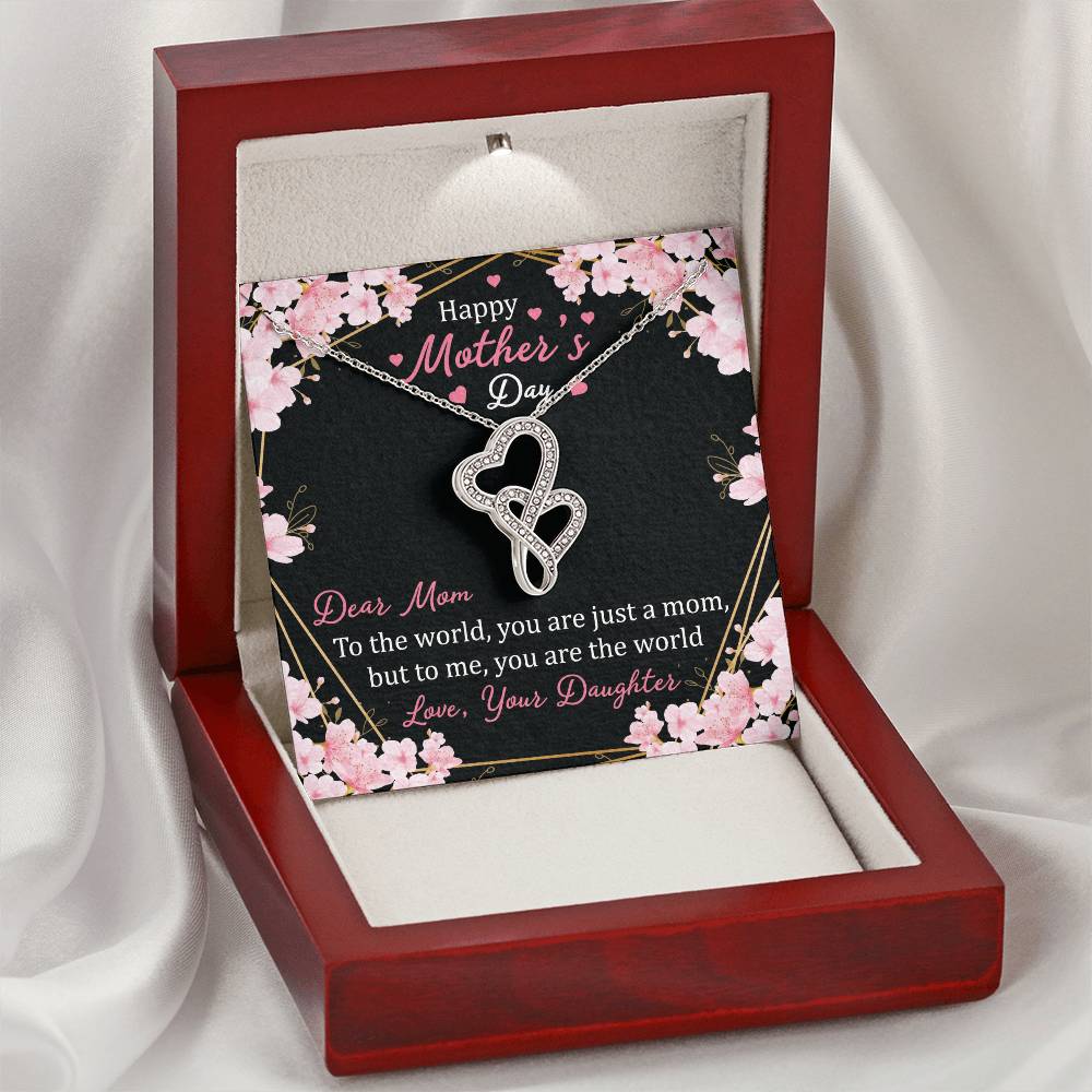 Happy Mother's Day 3 Double Hearts Necklace