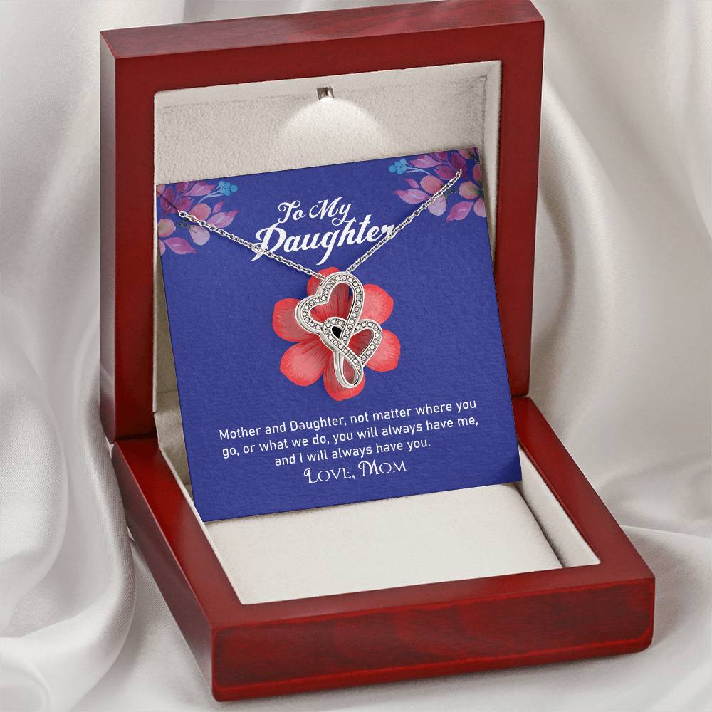 To My Daughter Necklace - Mom To Daughter Double Heart Necklace Gift - Mom And Daughter Always Remember Gift From Mom  1 Double Hearts Necklace