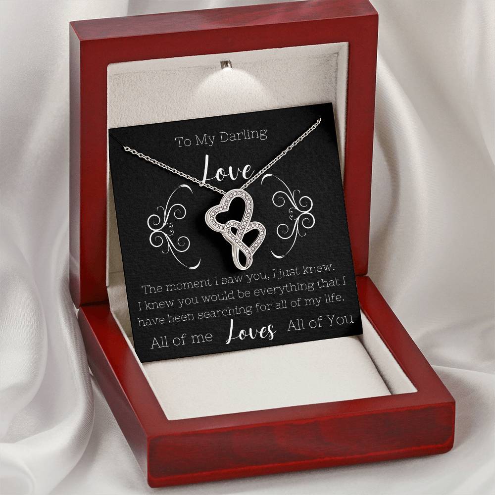 To My Darling Love -Anniversary Gift For Wife Wedding Gift For Fiancee Birthday Gift Necklace For Wife Gift For Partne Double Hearts Necklace