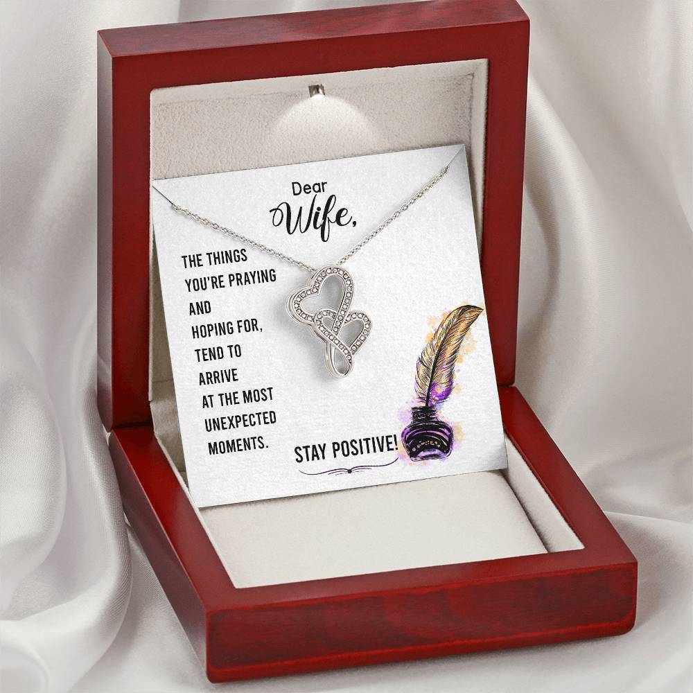 Dear Wife - The Things You're Praying And Hoping For -  Double Hearts Necklace
