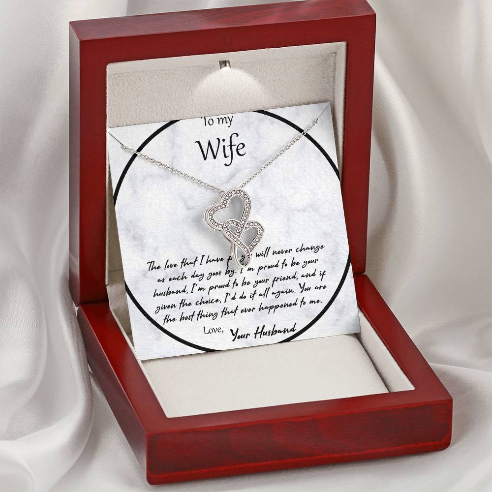 To My Wife The Love That I Have For You - White Double Hearts Necklace