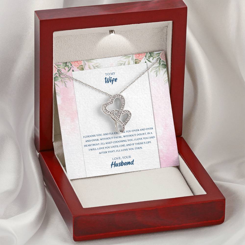 I Choose You - To My Wife Double Hearts Necklace