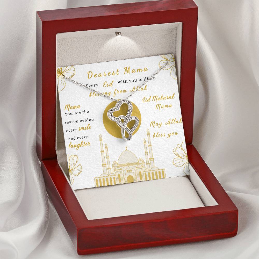 Beautiful Eid Gift For Mama- Blessing From Allah - Double Hearts Necklace