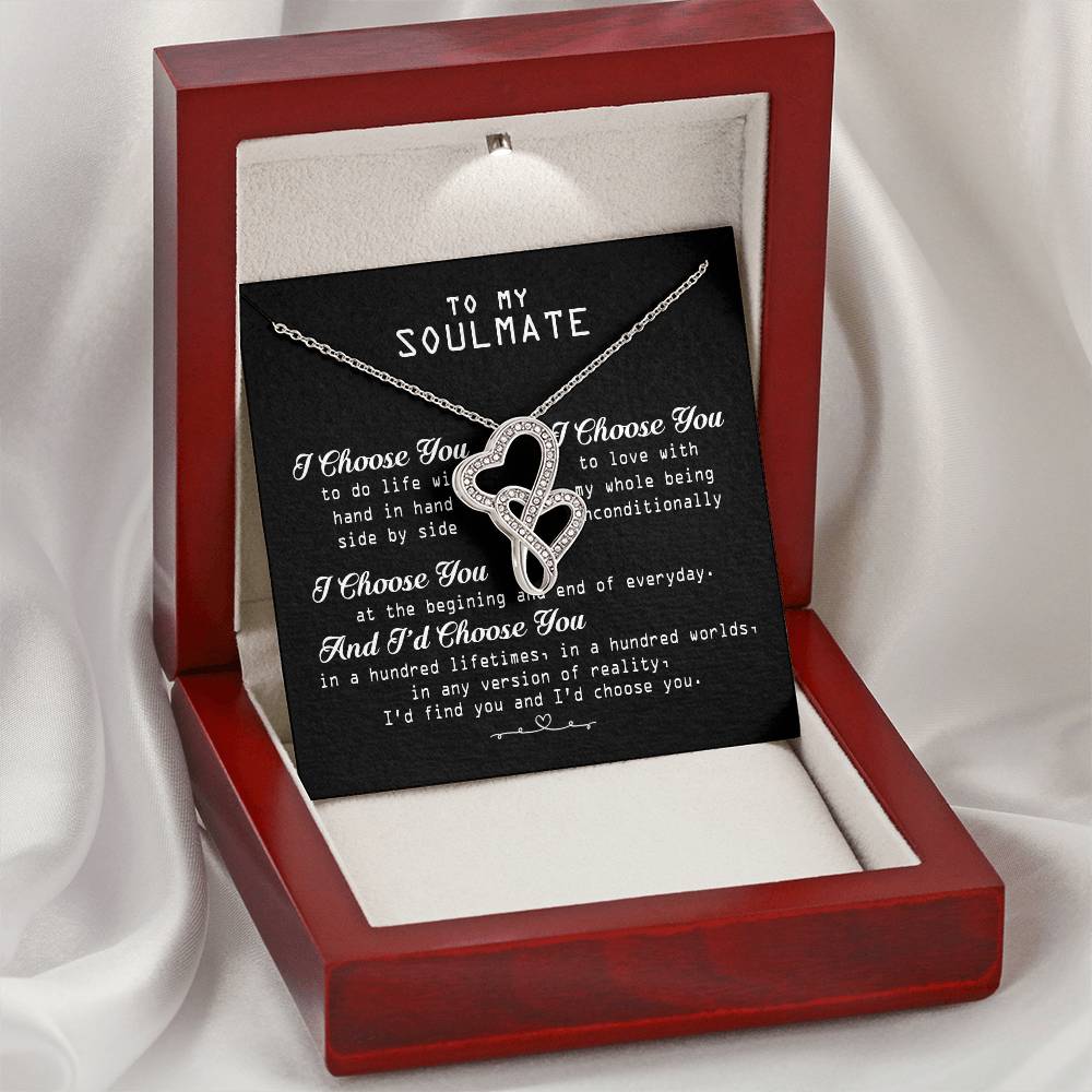 To My Soulmate Necklace Gift For Her Girlfriend Wife Gift Heart Necklace Soulmate Gift Anniversary Valentines Day Birt Double Hearts Necklace