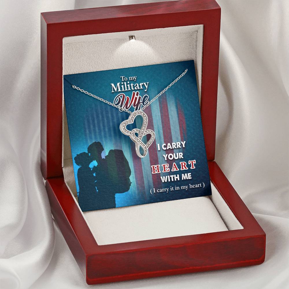 Gift To My Army Wife Jewelry Gift For Wife Beautiful Pendant Best Gift For Best Wife Army Soldi Double Hearts Necklace