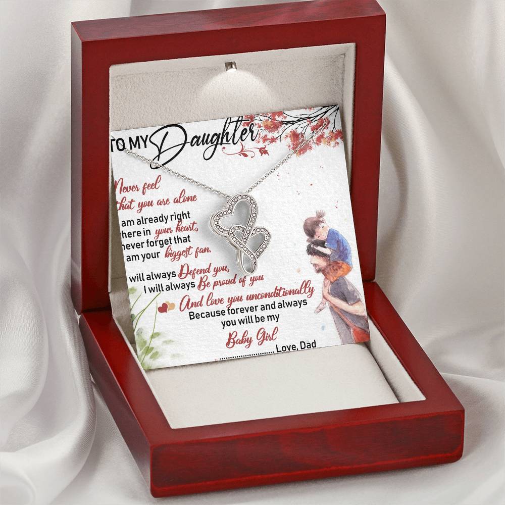 To My Daughter Necklace Christmas Gift From Dad - Forever Love Daughter Necklace On Christmas Day - Dad And Daughter N 4 Double Hearts Necklace