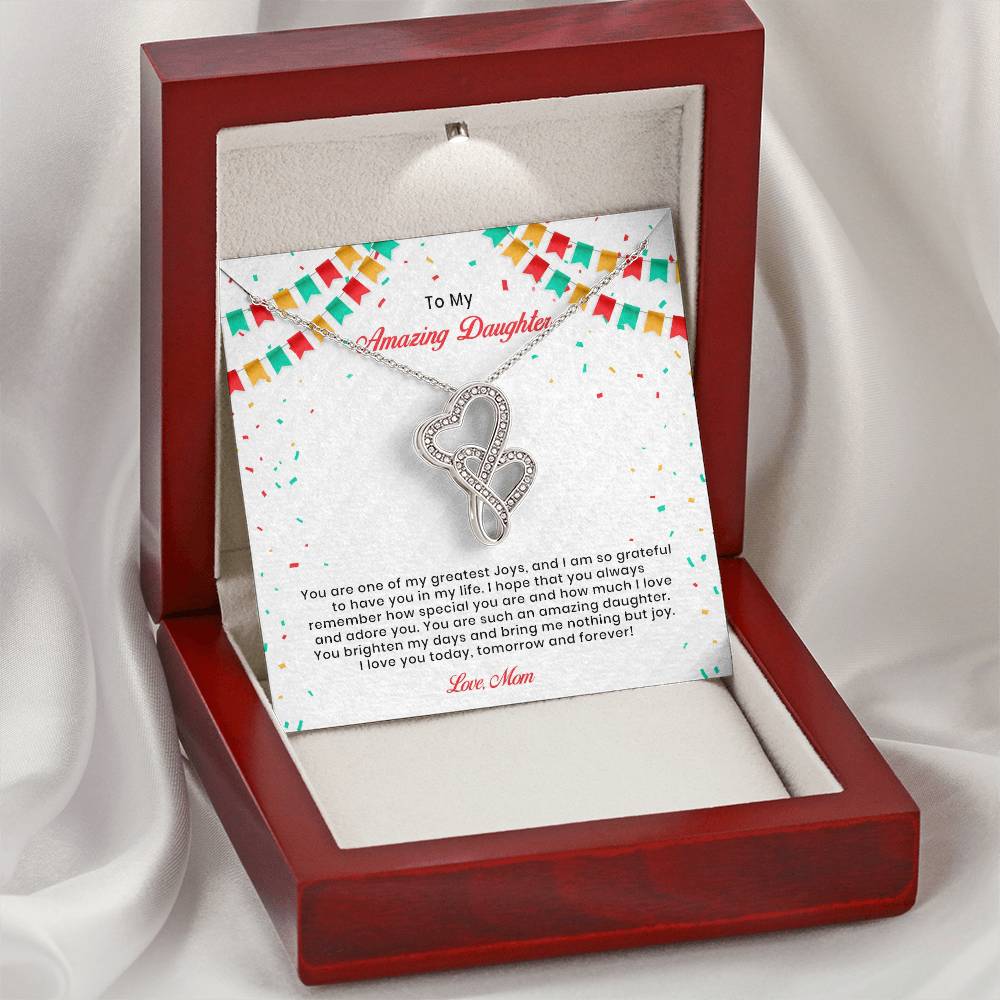 To My Daughter Hearts Necklace Double Hearts Necklace