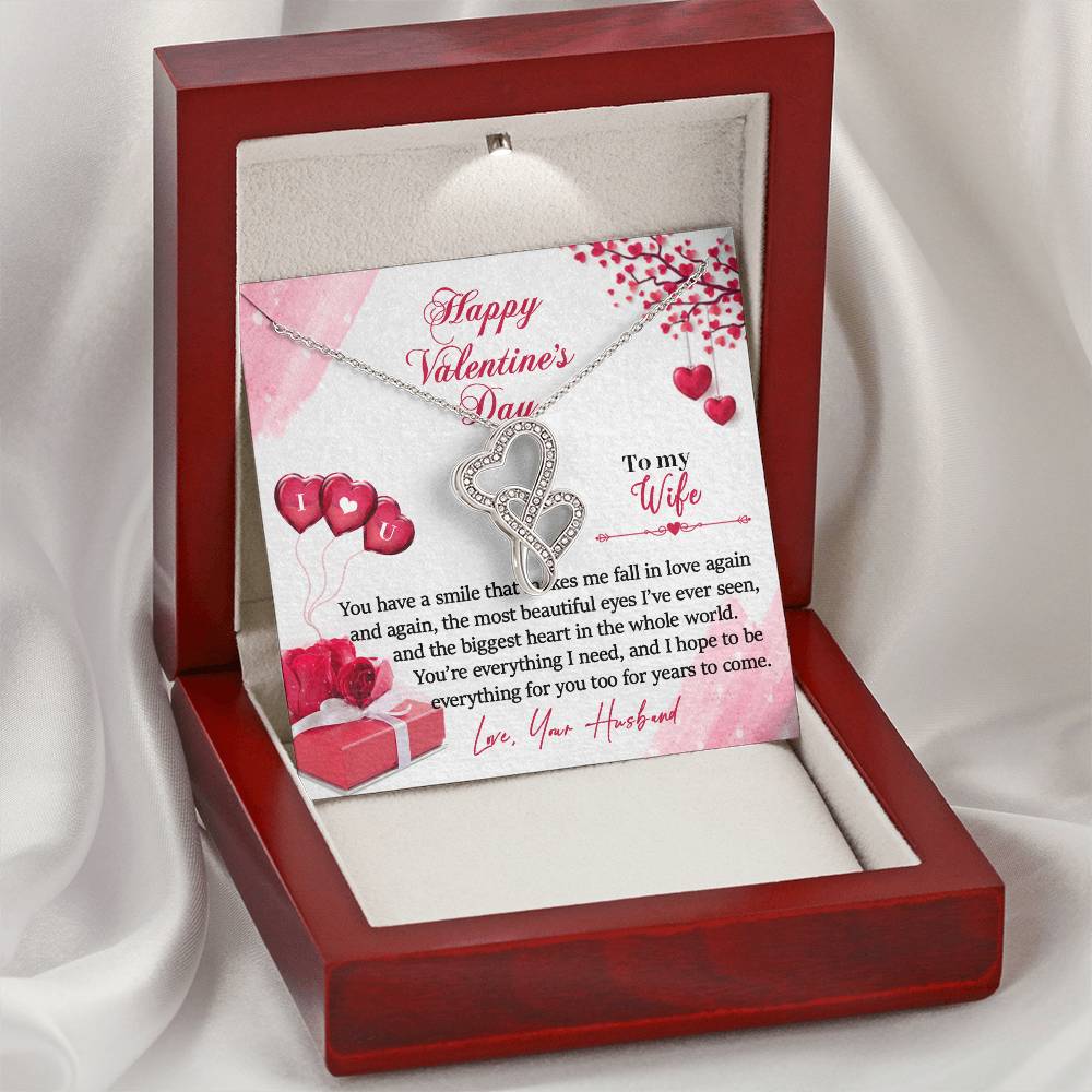To My Wife - I Love You Double Hearts Necklace