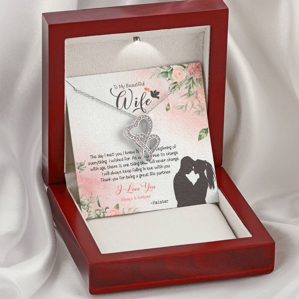 Painter's Wife Dazzling Pendant Double Hearts Necklace