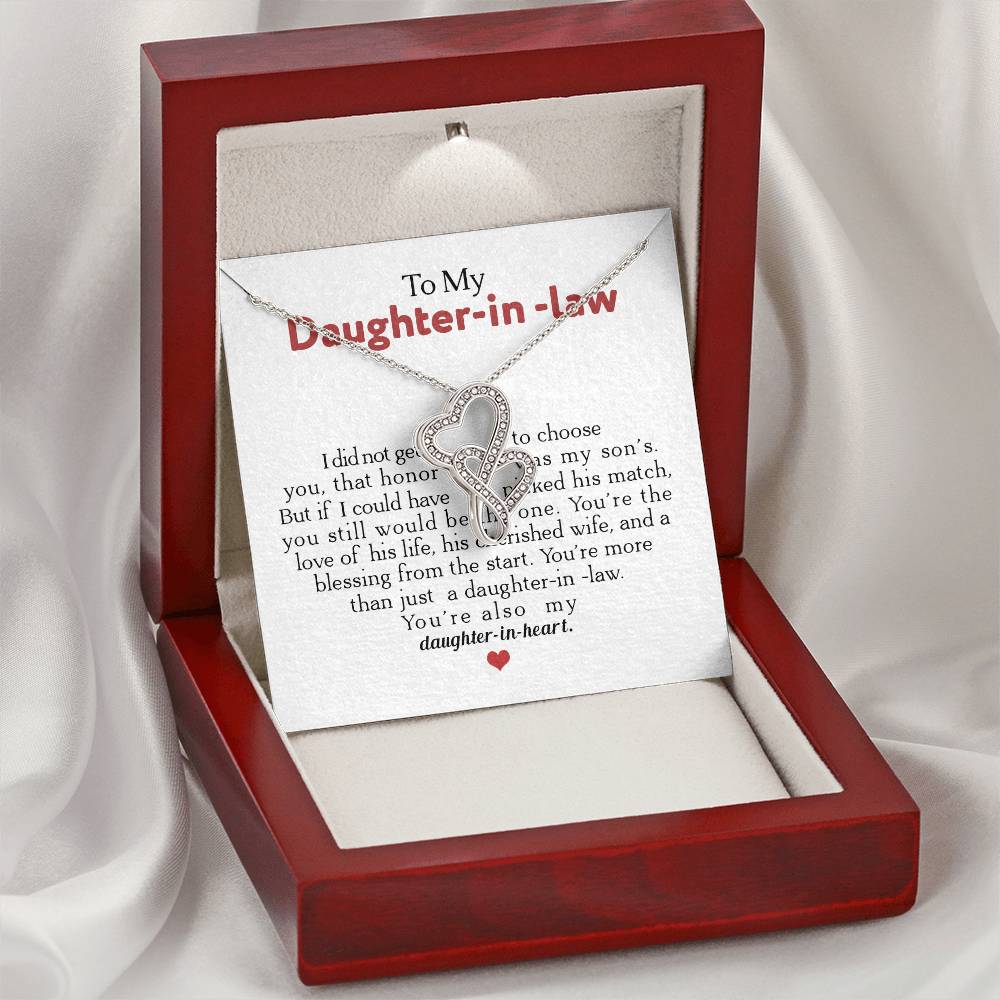 To My Daughter-In-Law You're Also My Daughter In Heart  1 Double Hearts Necklace