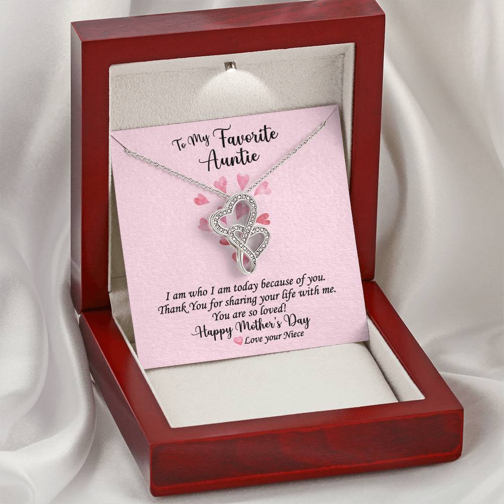 Limited Edition - For My Favorite Auntie You Are So Loved! Mother's Day Necklace Double Hearts Necklace