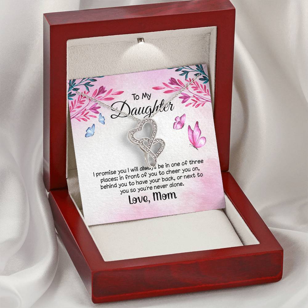 To My Daughter I Promise You  Double Hearts Necklace