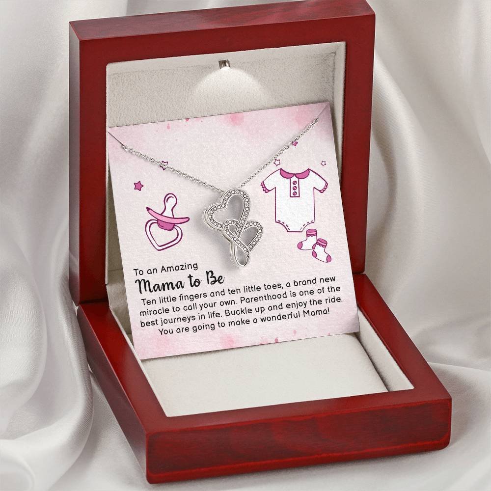 To An Amazing Mama To Be  Double Hearts Necklace