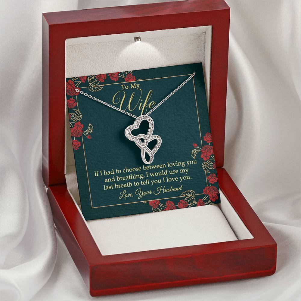 Husband To Wife -  For Gift 1 Double Hearts Necklace