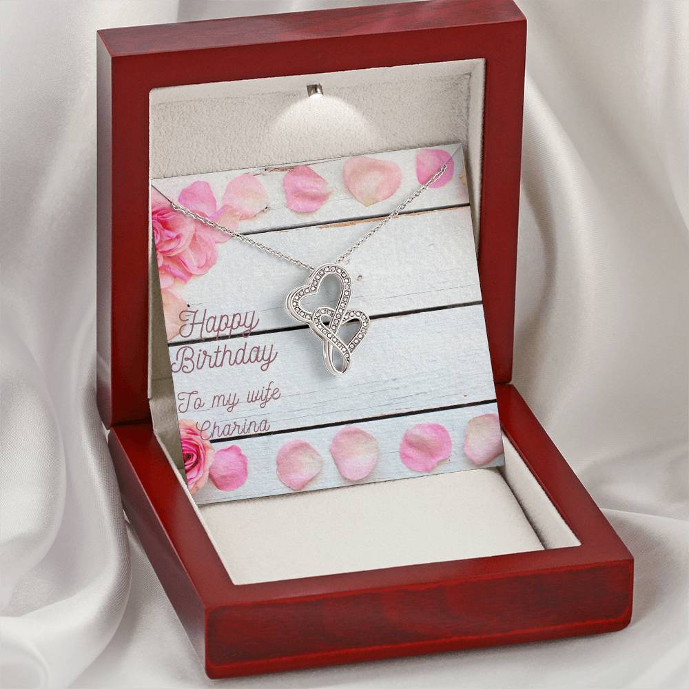 Happy Birthday For My Wife Double Hearts Necklace