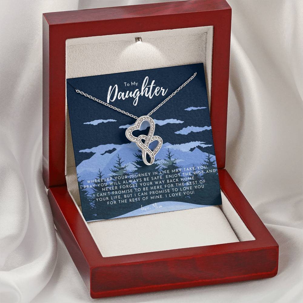 To My Daughter Necklace From Mom - Grown Up Daughter Gift From Mom -Daughter Necklace - Mother Daughter Jewelry Gift - Double Hearts Necklace