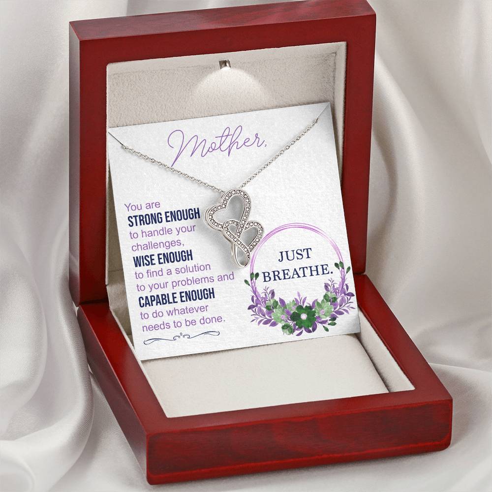 Mother Necklace Mom Gift Mom Necklace Mother's Day Gift Mother's Day Necklace To My Mother - Just Breathe Double Hearts Necklace