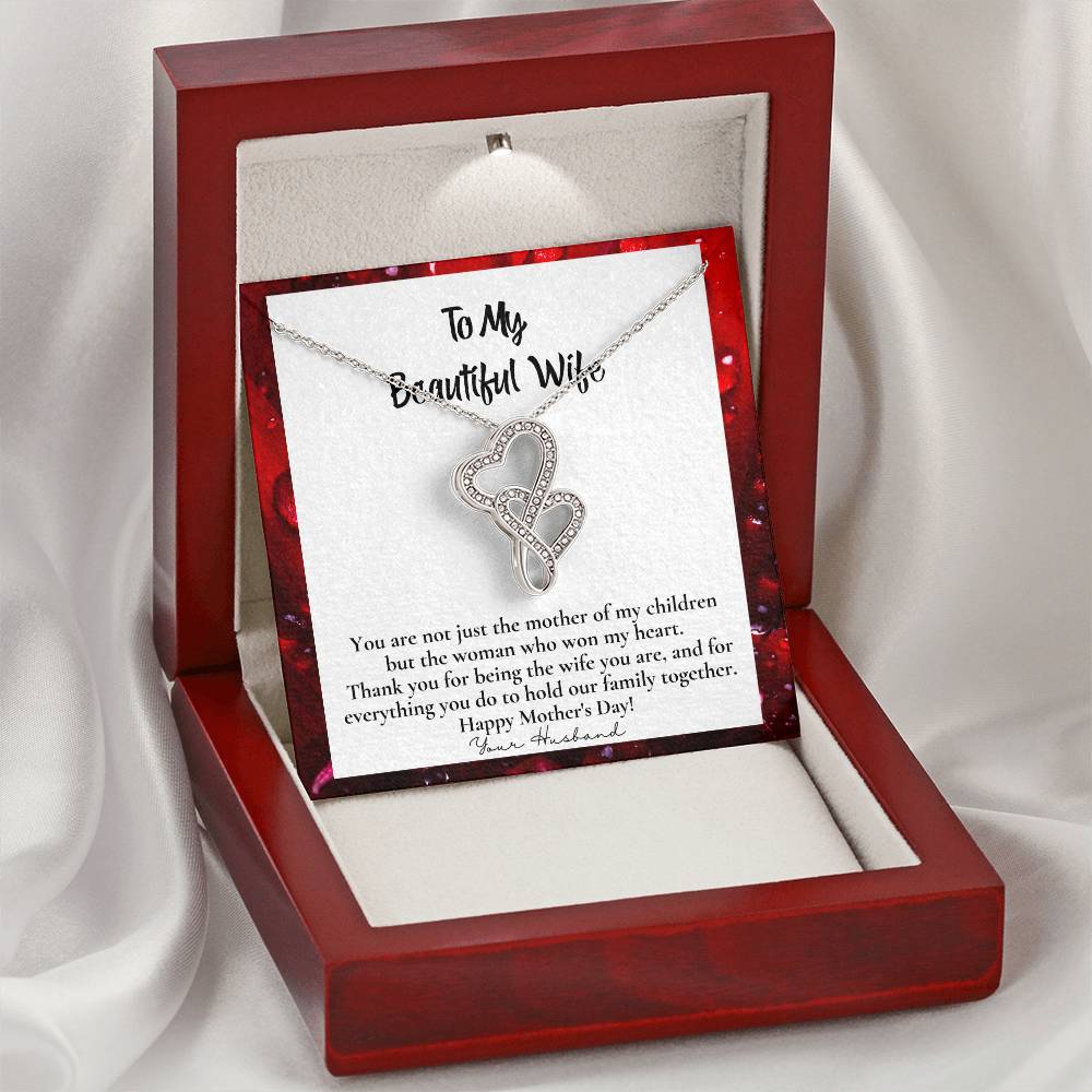 Gift For Wife Necklace Double Hearts Necklace