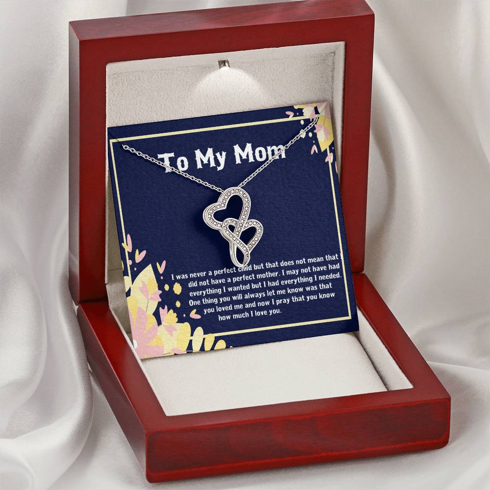 Mom Necklace Mother Necklace Mom Gift Mother's Day Gift Mother's Day Necklace Mother Daughter Gift 2 Interlocking Hear Double Hearts Necklace