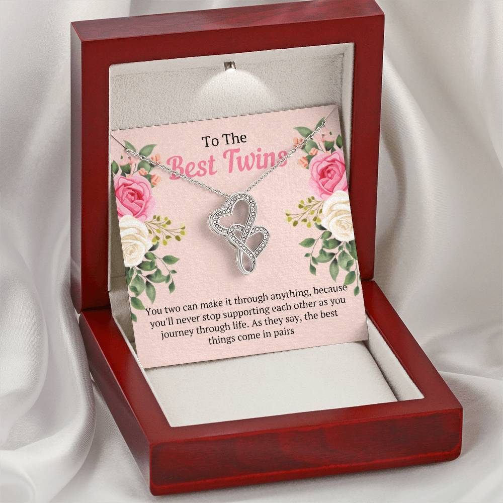 Great Gifts For Twin Sisters Double Hearts Necklace