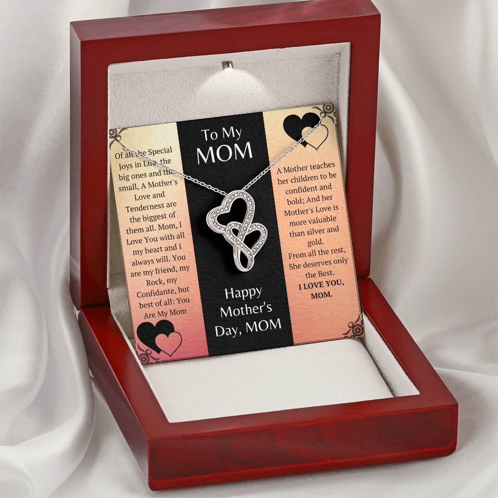 The Stunning  A Beautiful Mother's Day Gift. Double Hearts Necklace