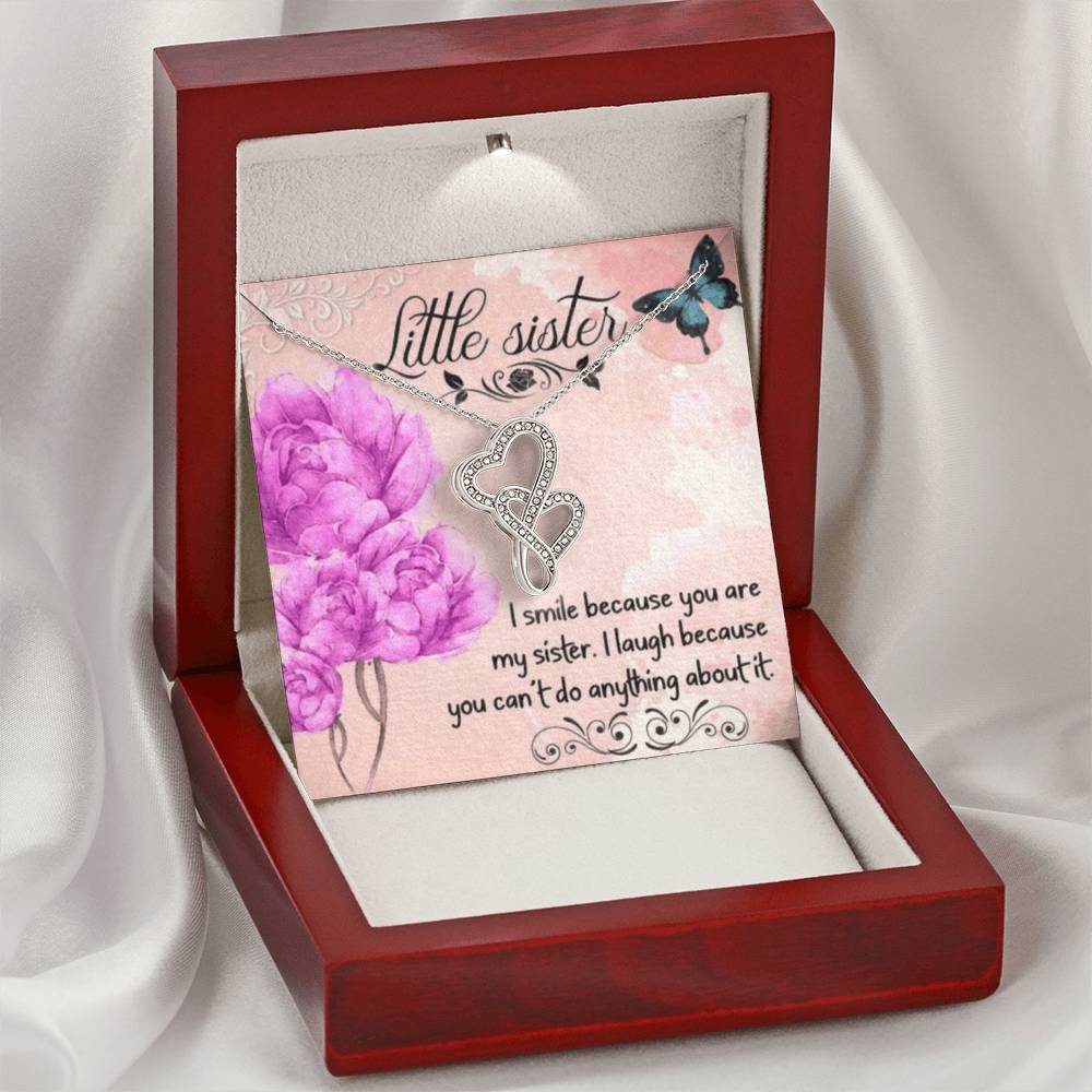 To My Little Sister Necklace Double Hearts Necklace
